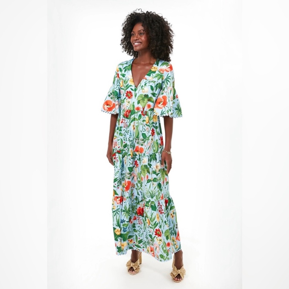 Tuckernuck Blue blooming botanical ginger dress XL